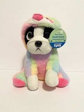 Mastermind Toys Hoodie Houndz Puppy Dog Plush w Rainbow Sloth Stuffed Animal